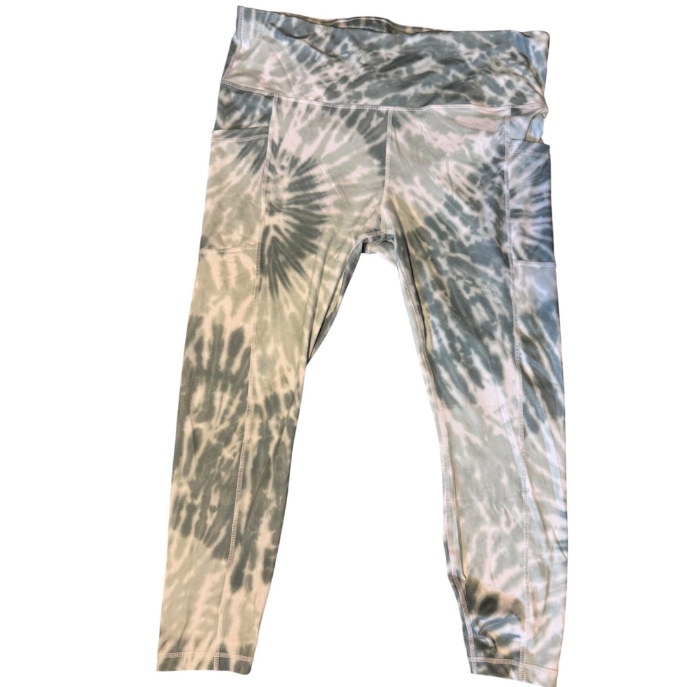 Yogalicious Women Green White Print Legging Size 2XL